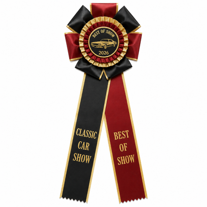 Custom Car Show Winner Rosette Ribbons