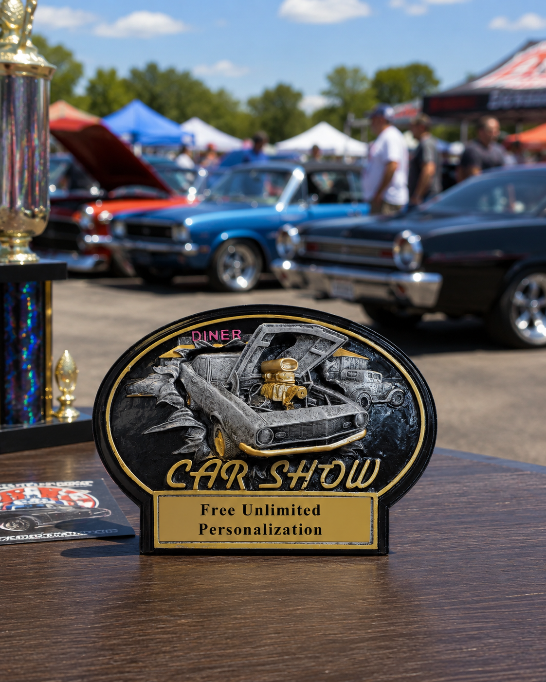 Burst Thru Resin Car Show Trophy – 5.25" Personalized Award