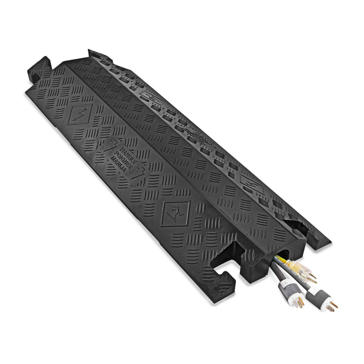 Black 36 x 14 x 3 inch drop-over single-channel cable protector