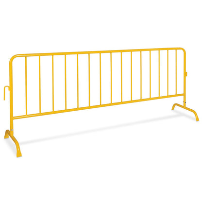 Safety yellow powder-coated portable steel barrier with bridge feet