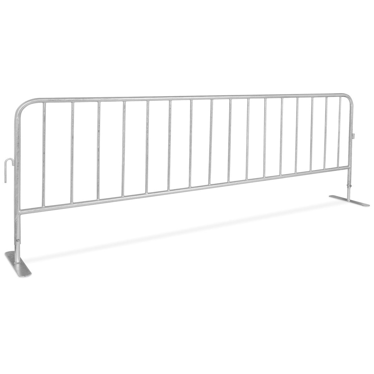 Galvanized portable steel safety barrier with flat feet