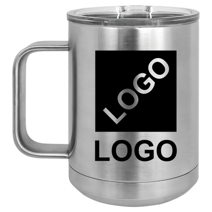 Stainless Steel 15 oz custom laser-engraved insulated car show mug