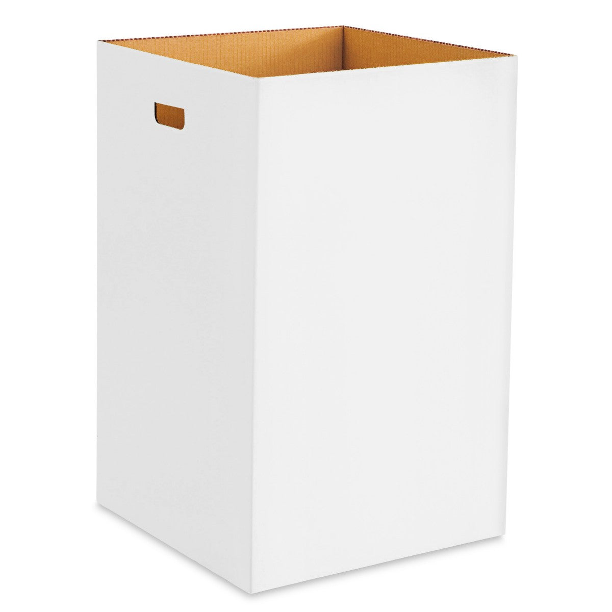 Blank white 40-gallon corrugated trash can
