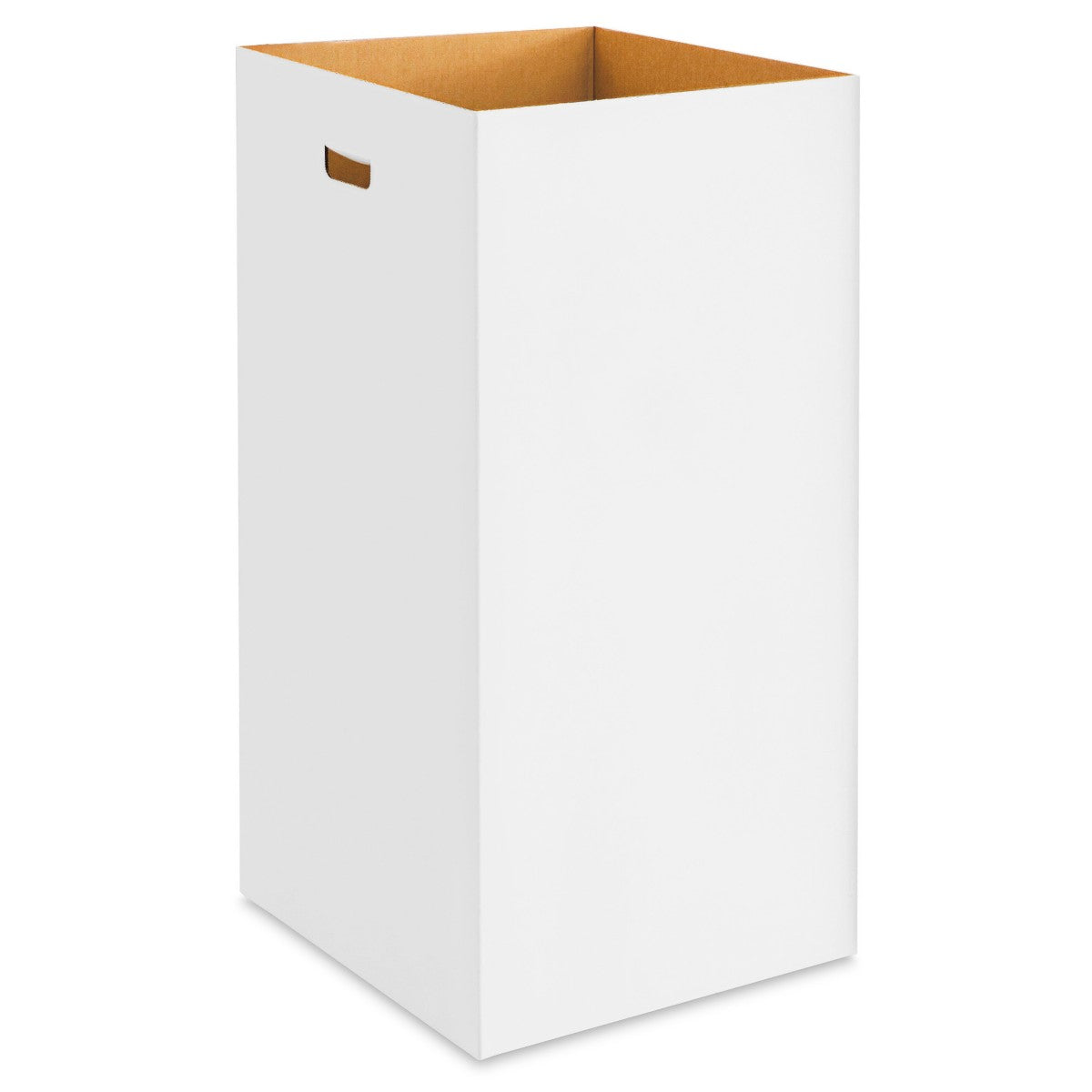 Blank white 50-gallon corrugated trash can