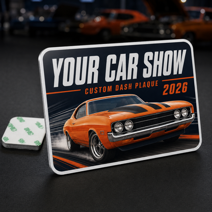 Custom Dash Plaques – 3" × 2"