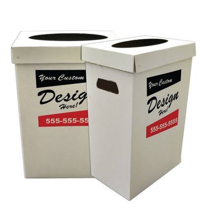 Corrugated Trash Cans – White or Kraft or Custom Print