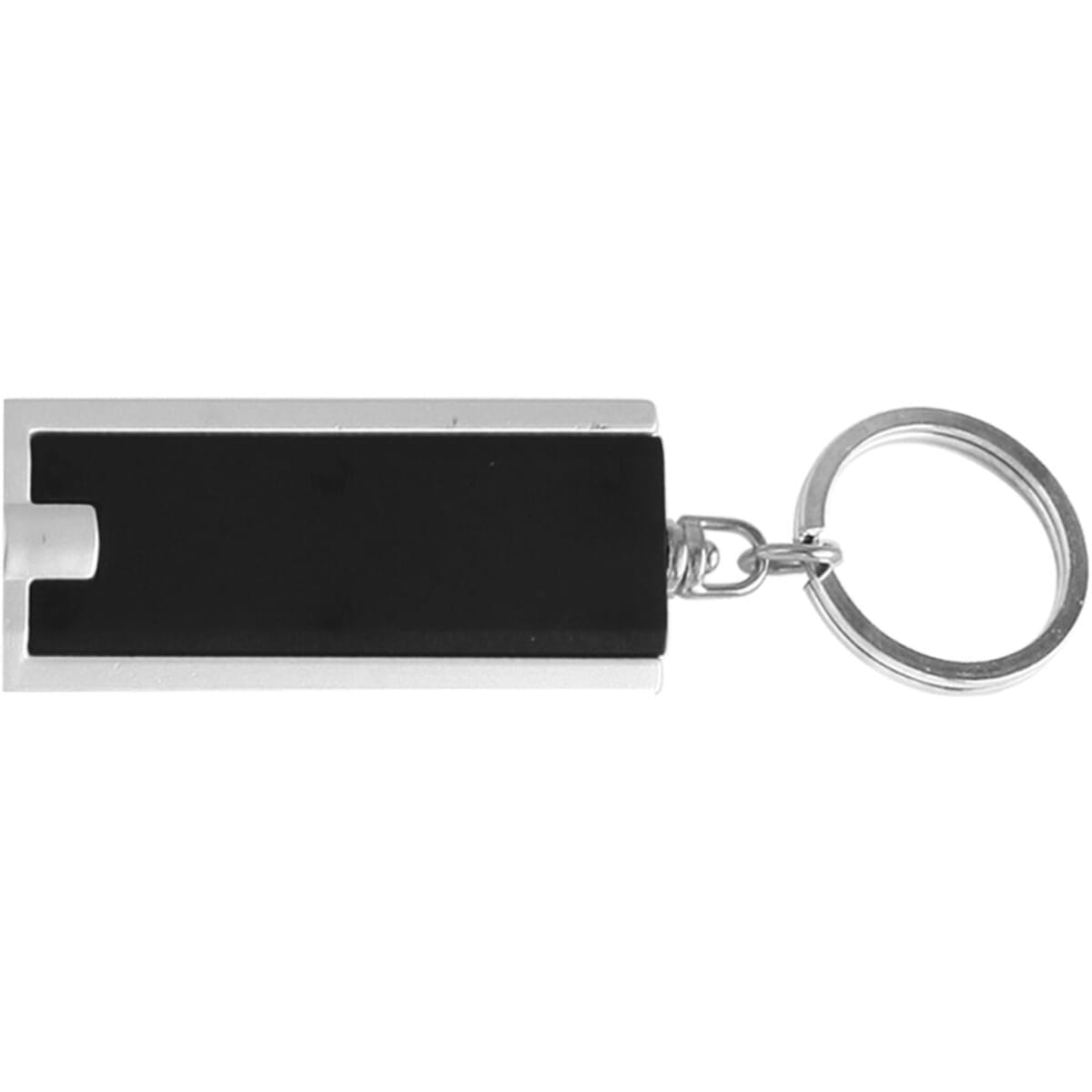 Custom rectangle light keychain in black with split key ring