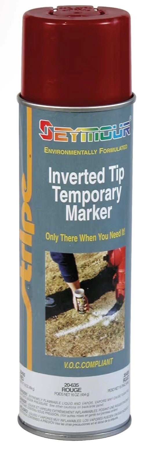 Seymour 20-633 Stripe Temporary Inverted Tip Marker, White | Washable marking paint for fields, lawns, and job site layout; marks about 400 linear feet, rinses away with rain or hose.